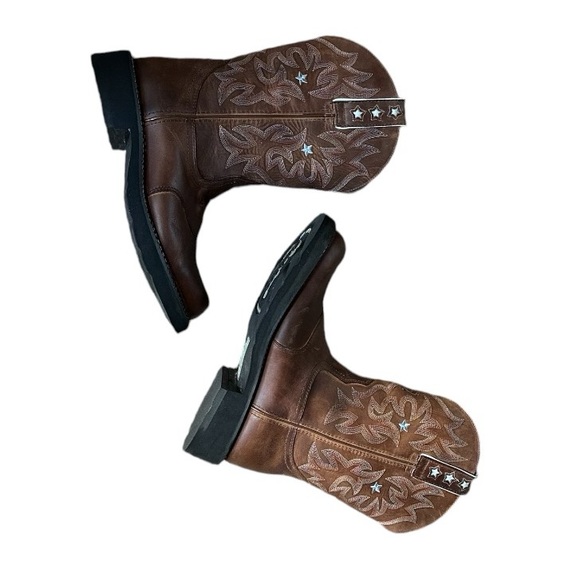 Ariat Women's Square Toe Short Boots Flame Stitch & Stars Leather vintage 9.5B - Picture 5 of 16